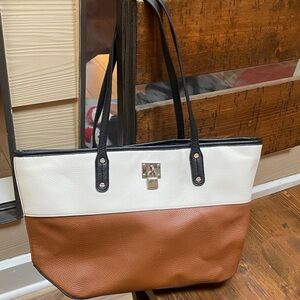 Nine West Two-Tone Leather Tote Bag
